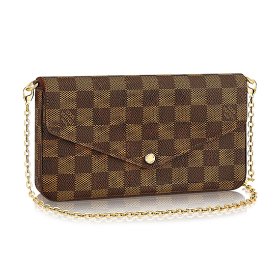 Louis Vuitton N63032 Pochette Felicie Chain Wallet Damier Ebene Canvas