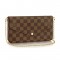 Louis Vuitton N63032 Pochette Felicie Chain Wallet Damier Ebene Canvas