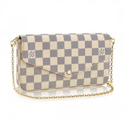 Louis Vuitton N63106 Pochette Felicie Chain Wallet Damier Azur Canvas